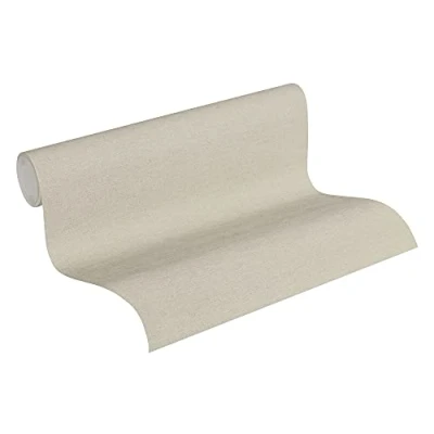 Image de A.S. Création Papier Peints Uni Cuba intissé 10,05m x 0,53m Beige Gris Fabriqué en Allemagne 371782 37178 2