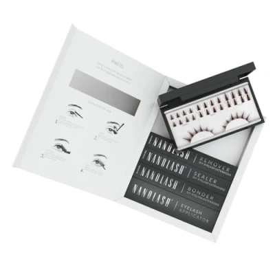 Image de Starter kit pour extensions de cils en grappe à appliquer soi même la maison Nanolash 36 grappes + bonder sealer remover applicateur (Brun, FLIRTY)