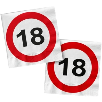 Image de Folat 28372 Serviettes ans Signalisation 18 33 x cm 20 piècessignal, panneaux d&#039;interdiction, red white