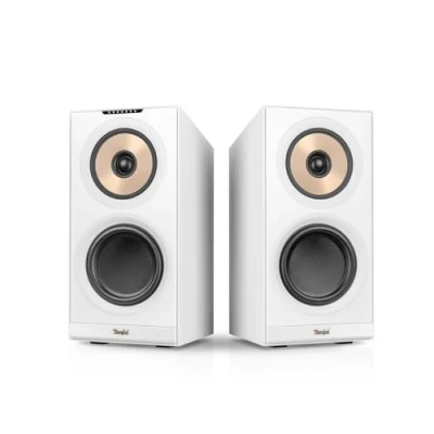 Image de Teufel Stereo M 2 Paire d&#039;enceintes bibliothèque Actives Streaming sans Fil, Bluetooth, WiFi, Multiroom, boîtier en Bois, Enceintes HiFi, système à 3 Voies 100 Watts, Blanc