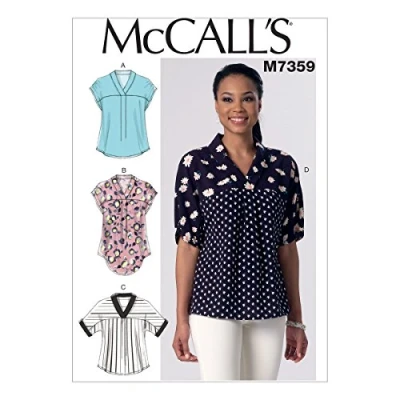 Image de McCall&#039;s Patterns 7359, Hauts pour Femme, Tailles LRG XXL, Coton, ZZ (L XL XXL)