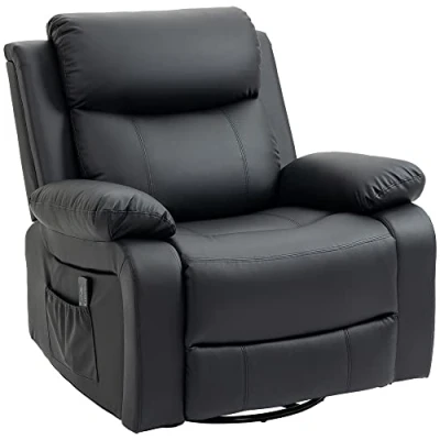 Image de HOMCOM Fauteuil de Massage et Relaxation électrique inclinable pivotant Repose Pied télécommande Noir