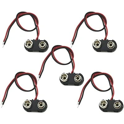 Image de Airsun Lot de 5 connecteurs à pression pour pile 9 V avec boîtier en plastique type T