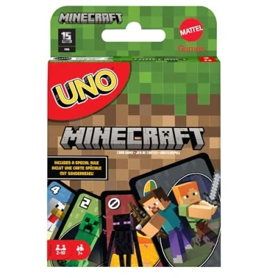 Image de Uno Jeu De Cartes Illustrées Thème Minecraft avec Carte Action Creeper Spéciale, 112 Et Règles Incluses, 2 À 10 Joueurs, Jouet Enfant, A Partir 7 Ans, FPD61