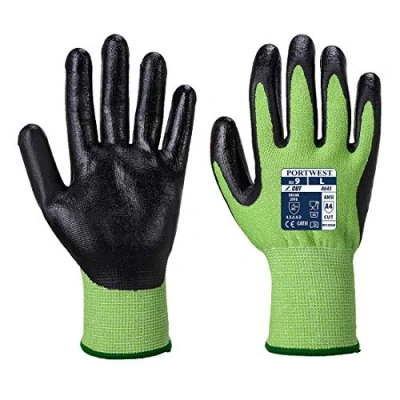 Image de Portwest Gant GreenCut mousse nitrile coupure D, Couleur: Vert/Noir, Taille: XL, A645E8RXL