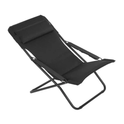 Image de LAFUMA MOBILIER Bain de Soleil Matelassé Pliant Multiposition TRANSABED Toile AirComfort Résistante Chaise Longue Terrasse, Piscine et Jardin 3 Positions, Tout Confort, Fabriqué en France ACIER
