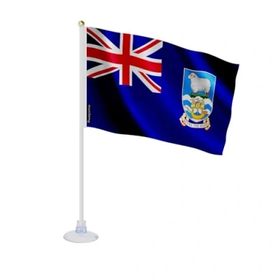 Image de Drapeau Mini Îles Malouines 14 x 21 cm Polyester Ventouse incluse