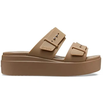 Image de Crocs Brooklyn Buckle Sabots à talon compensé pour femme, kaki, 41/42 EU