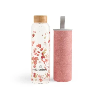 Image de waterdrop® Gourde en Verre Bouteille 600 ml Avec Housse Néoprène Lavable au Lave Vaisselle Étanche, Réutilisable, Sans BPA