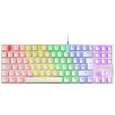Image de Mars Gaming MK80 Blanc, Clavier Mécanique TKL FRGB, Antighosting, Switch Rouge, Langue Français