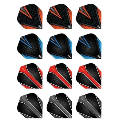 Image de RED DRAGON Hardcore Pack de sélection Noir V Extra Épais Standard Fléchettes Dart Flights 4 Jeux par Paquet (12 Vols au Total)