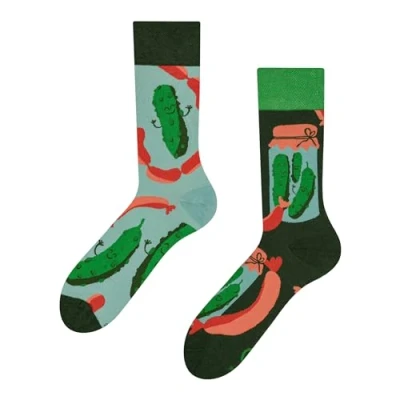 Image de Dedoles Chaussettes Unisexe Homme Femme &amp; Enfants beaucoup designs amusants gauche droite différent, couleur: Vert, motif: Cornichons, taille: 43 46