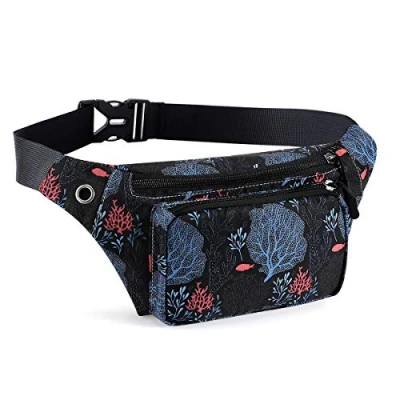 Image de HAWEE Sac Banane Sport de Taille Voyage Ceinture Course Unisexe Léger Multicolore avec Réglable et Prise Casque pour Homme Femme Randonnée Jogging Vélo
