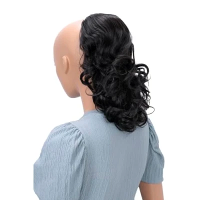 Image de CAISHA 30cm Postiche Natte Queue De Cheval Extensions Cheveux Volumineux Ondulé Brun Noir PH201