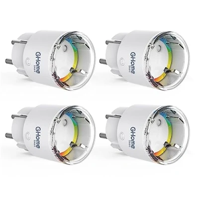 Image de GHome Smart Mini Prise Connectée WiFi, Intelligente Certifié TÜV avec APP Contrôle, Mesure de Consommation Électrique, Plug Programmable Alexa et Google Home, Fonction Temps, 10A