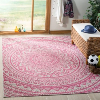 Image de Safavieh Kalene Grand Tapis de Salon rectangulaire pour Une Utilisation en intérieur, Polypropylène, Gris Clair/Fuchsia, 160 X 230 cm