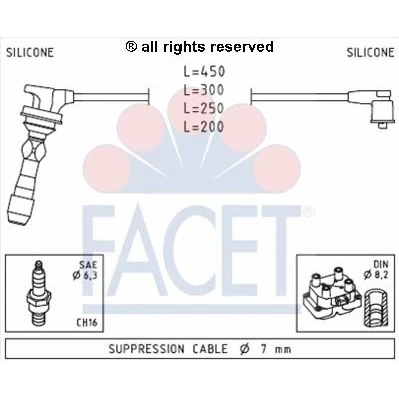 Image de FACET 4.7255 Jeu De Fils d&#039;Allumage Made in Italy OE Equivalent HYUNDAI: i20 I 3/5 portes, i10 I, II portes