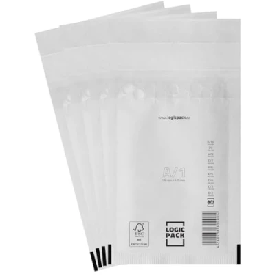 Image de LOGIC PACK Lot de 200 Enveloppe Bulle enveloppes matelassées A1 120 x 175 mm protection pour expédition, blanches autocollantes, le format DIN A6