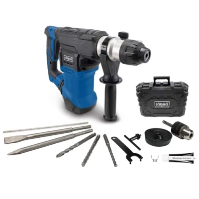 Image de Scheppach SDS Plus DH1500 Marteau perforateur 4 en 1 1500 W / 7 joules 6 vitesses 0 920 tr/min Vitesse de frappe 4250 bpm Poignée anti vibration Puissance perçage 32 mm Accessoires