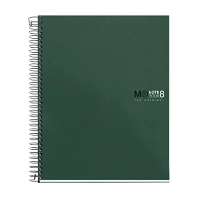 Image de Miquelrius Carnet L&#039;Original, Format A5 148 x 210 mm, 200 Feuilles de 70 g/m² et 8 Bandes Couleur, Ligné Horizontal 7 2 Trous, Couverture Polypropylène, Couleur Kaki
