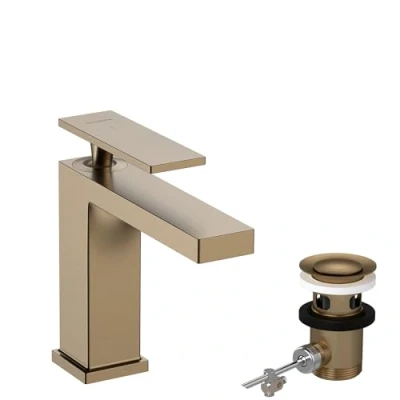 Image de hansgrohe Tecturis E Mitigeur de lavabo avec tirette et vidage, économie d&#039;énergie (CoolStart), Robinet salle bain hauteur sous bec 110mm, d&#039;eau (EcoSmart+), Bronze brossé, 73014140