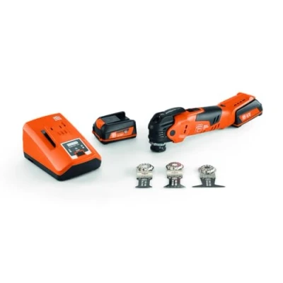 Image de FEIN Multimaster sans fil AMM 300 Plus Start, équipement pour scier du bois, des métaux et plastiques, Moteur DC 3 lame de scie E Cut, 2 batteries lithium ion (12 V/3 Ah) 1 chargeur rapide ALG 80