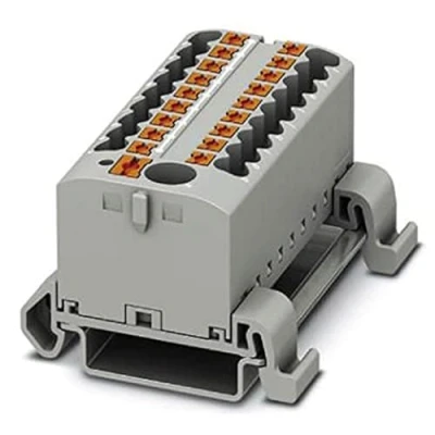 Image de PHOENIX CONTACT PTFIX Lot de 8 blocs distribution 6/18X2,5 NS35A GY avec orientation horizontale et alimentation intégrée 690 V 24 A Nombre connecteurs 19 Section 0,14 mm² 4