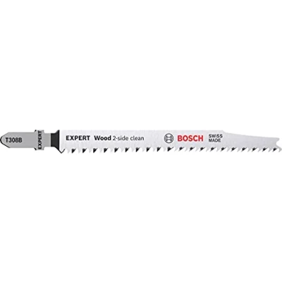 Image de Bosch Professional 25x Lames de Scie sauteuse Expert &#039;Wood 2 Side Clean&#039; T 308 B (pour Contreplaqué, Panneau d&#039;ameublement en bois massif, Longueur 117 mm, Accessoire sauteuse)
