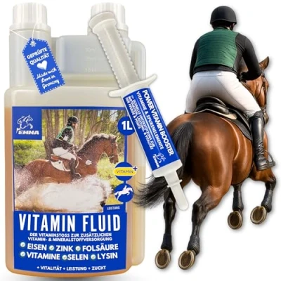 Image de Chevaux Vitamines + Booster I Aliment minéral pour Liquid Vitamine E B Complexe B12 Fer Sélénium Zinc Cheval b1 b6 Renforcer Le système immunitaire reconstituant 1L 30ml