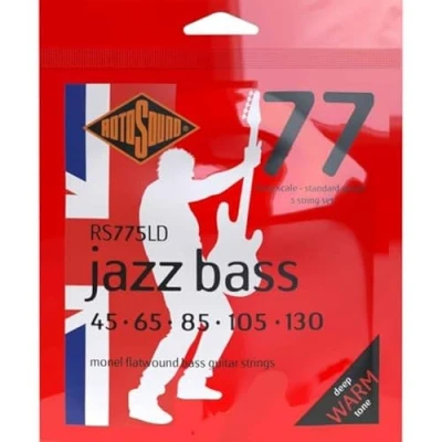 Image de Rotosound Cordes pour basse électrique JAZZ 77 MONEL FLATWOUND 5 str. RS775LD FLATW Standard 45 130