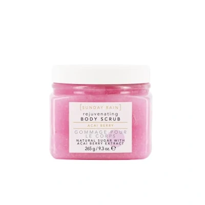 Image de Sunday Rain Scrub Away Gommage éclaircissant pour une peau extra lisse et douce, végétalien sans cruauté envers les animaux avec extrait de baie d&#039;açai riche en vitamines, 265 g