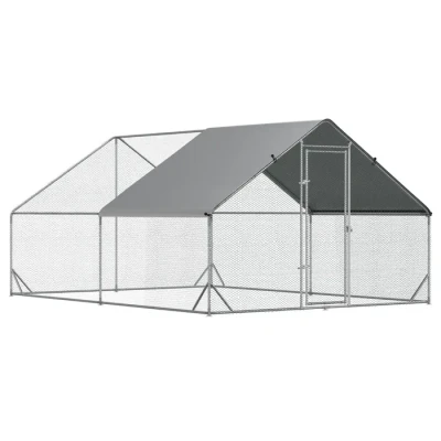 Image de PawHut Enclos poulailler chenil volière extérieur 12 m² Parc grillagé dim. 3L x 4l 2H m Espace Couvert Acier galvanisé