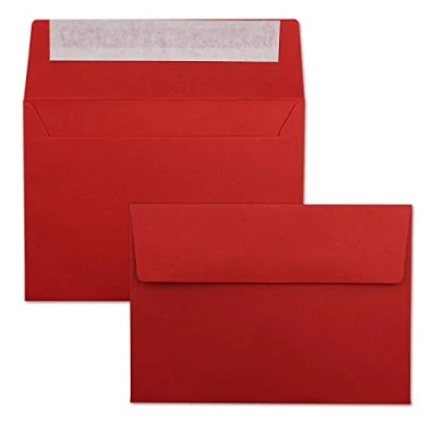 Image de 50x enveloppes C6 couleur: rouge intense 11,4 x 16,2 cm fermeture: Auto adhésive avec Bande Détachable pour papier A4, A5, A6 et invitations lettres