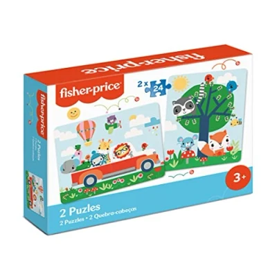 Image de Puzzle double de 24 pièces Fisher Price multicolore 18x25x5 cm