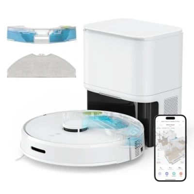 Image de SwitchBot Robot Aspirateur Laveur S1 Plus avec Base Auto Vide, 70 Jours de Nettoyage, Navigation LiDAR, AI Détection Obstacles, Compatible Alexa, 2700Pa Idéal pour Poils d&#039;animaux Tapis Sols Durs