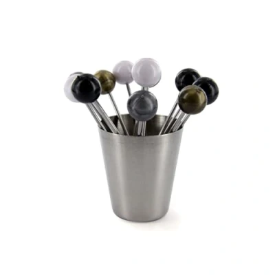 Image de HOME DECO FACTORY Saveur &amp; Dégustation KU6129 Pic à bigorneaux avec Pot, INOX, Multicolore, 3,6 x 4,1 cm