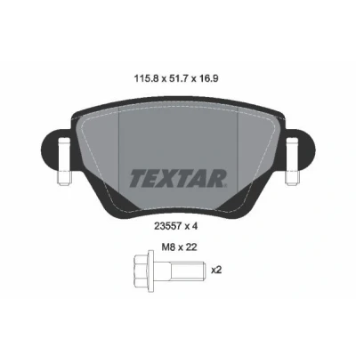 Image de TEXTAR 2355702 Jeu de plaquettes frein non préparé pour indicateur d&#039;usure avec vis d&#039;étrier RENAULT: Kangoo I, I Express