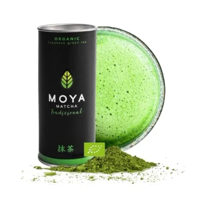 Image de Moya Matcha thé biologique 100% vert japonais en poudre 30g de Traditional Très Haute Qualité(II) Agriculture certifiée BIO Récolté dans la région d’Uji
