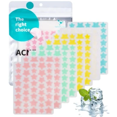 Image de 320PCS Patch Boutons Acne,Patch Acne Pimple Anti Acné Étoile Imperméable Autocollants Hydrocolloïde,Traitement Naturel bouton Acné,Absorbe les impuretés du en 6 à 8 heures pendant la nuit