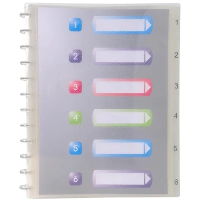 Image de Exacompta Réf. 86320E Carton de 4 Protège documents amovibles à anneaux 30 pochettes cristal lisse intercalaires rigides imprimés détachables couverture en polypro rigide couleur