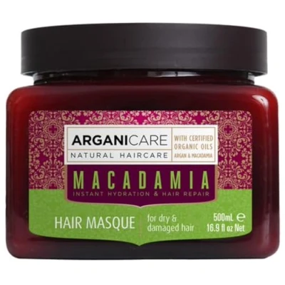 Image de Arganicare Gamme Macadamia MASQUE RÉPARATEUR A l&#039;huile de Bio Lutte contre la casse Maintient le taux d’hydratation Cheveux Secs, Abimés &amp; Colorés 500 mL