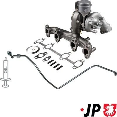 Image de JP GROUP 1117800710 Turbocompresseur à gaz d&#039;échappement y compris Jeu de joints d’étanchéité, avec aspiration d&#039;huile