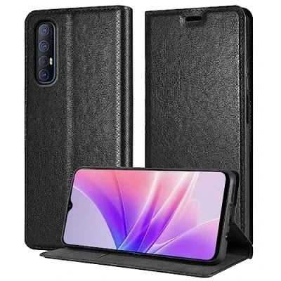Image de cadorabo Coque pour Oppo Find X2 Neo en Noir Nuit Housse Protection avec Fermoire Magnétique, Stand Horizontal et Fente Carte Portefeuille Etui Poche Folio Case Cover