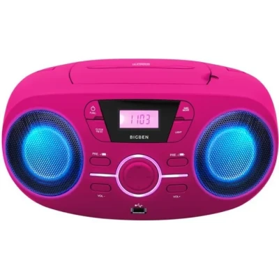 Image de BIGBEN CD61RSUSB Lecteur Radio Cd Portable Usb Rose + Speakers Lumineux Neuf