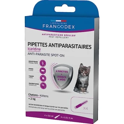 Image de Francodex 4 pipettes antiparasitaires Icardine pour Chatons Moins de 2 kg
