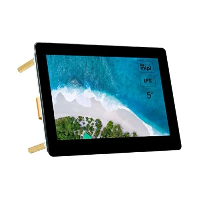Image de 5 Pouces Écran Tactile pour Raspberry Pi DSI LCD 800x480 IPS Display Support 4B 3B+ 3A+ 3B 2B B+ A+ CM3/3+/4 Compatible avec RasPi OS/Ubuntu/Kali/WIN10 IoT/Retropie