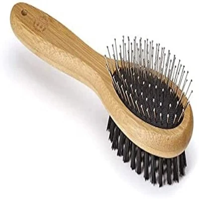 Image de Mikki Brosse en Bambou Combinée Adaptée aux Pelages Courts à Mi Longs Convient l’Usage avec Chats/Chiens Petit 1 Unité