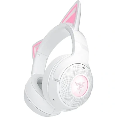 Image de Razer Kraken Kitty V2 BT Casque sans Fil Bluetooth RGB avec Ears pour Le Jeu et Streaming (325g, Haut parleurs Triforce 40mm, 5.2, micros antibruit, autonomie de 40 Heures) Blanc