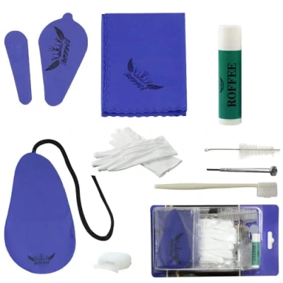 Image de kit de nettoyage pour clarinette, d&#039;entretien et huile clé, graisse liège, écouvillon, chiffon nettoyage, repose pouce, brosse embout buccal
