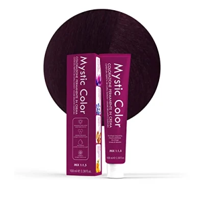 Image de Mystic Color, Coloration Cheveux, Formule Enrichie en Huile d&#039;Argan et Calendula, Crème Colorante Permanente Longue Durée, Brun Irisé 4.2, 100 ml